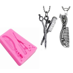 Beauty HAIR SILICONE MOLD Includes Scissors,Comb, Flexible Comb mould,Fondant chocolate cake molds,Clay Polymer Silicone mold