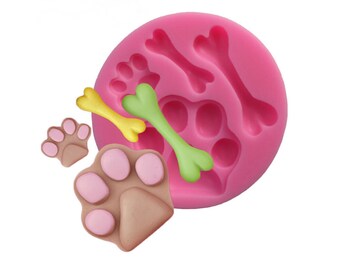 Pink Silicone Baking Mould – Dog & Cat Paw Print, Bone Shape For Cake, Fondant, Chocolate, Jelly