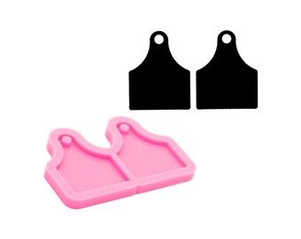 Super Glossy Cow tag Earring Resin Mold, Mould Craft Keychain, Silicone Mold For Epoxy Resin Jewellery Making