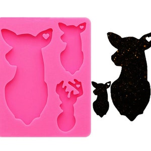Shiny Christmas reindeer mama/baby Silicone Molds DIY Jewelry moose deer family keychain mold Epoxy Resin Mold Custom,Custom Keychain