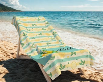 Lemon Pattern Personalized Beach Towel