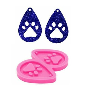 Bear Pawtear Drop Earring Mold, Earring Mold,Silicone Mold,Shiny paw earrings,Jewelry Mold,Glitter Mold,Craft Mold,Shiny Mold,3d Mold