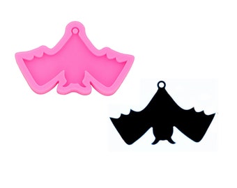 Shiny bat keychain mold,with keychain hole Epoxy Resin Mold, Silicone keychain Necklace mould, earring Craft Mould