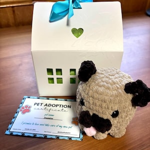 Handmade Crochet Plush Adoption Kit /  Stuffed Animal Adoption / Crochet Stuffed Animal / Crochet Animal Plush