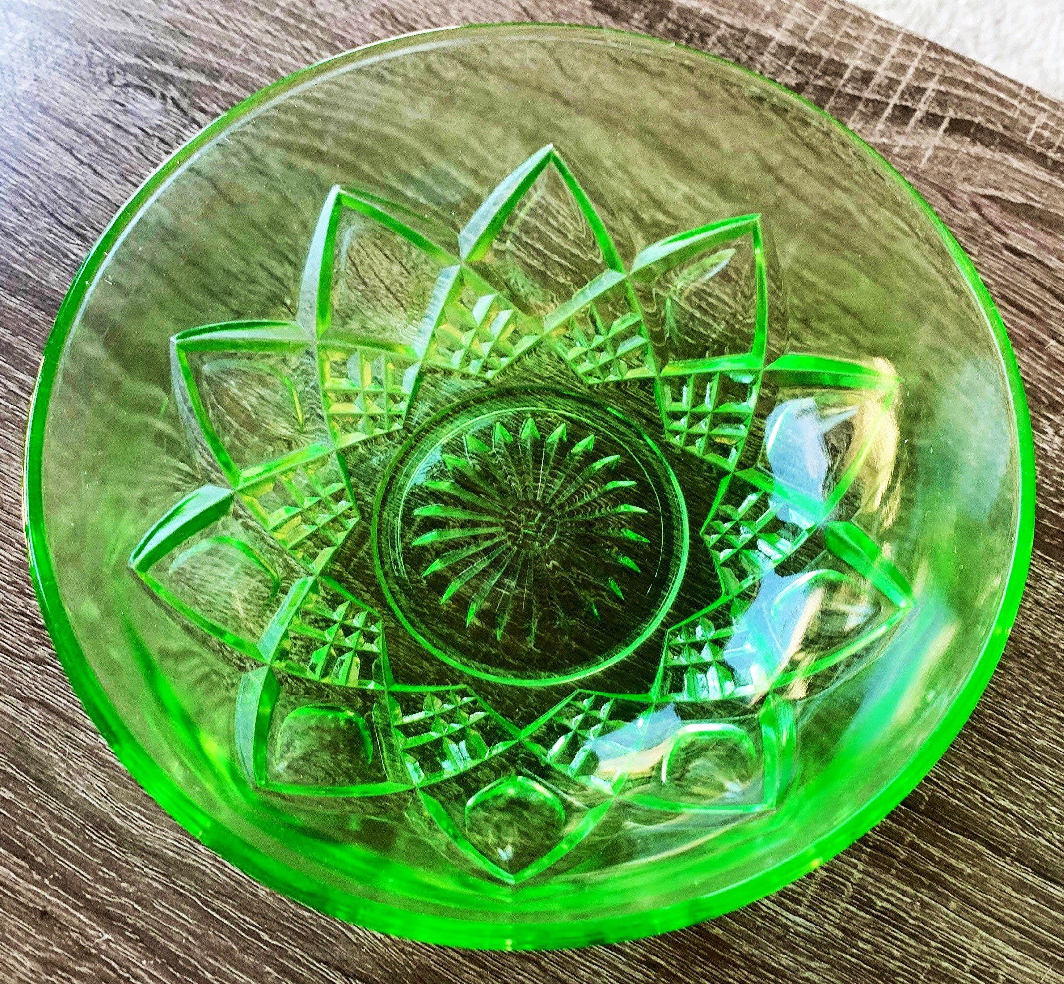 Hazel Atlas Uranium Green Depression Glass Mixing Bowl - Ruby Lane