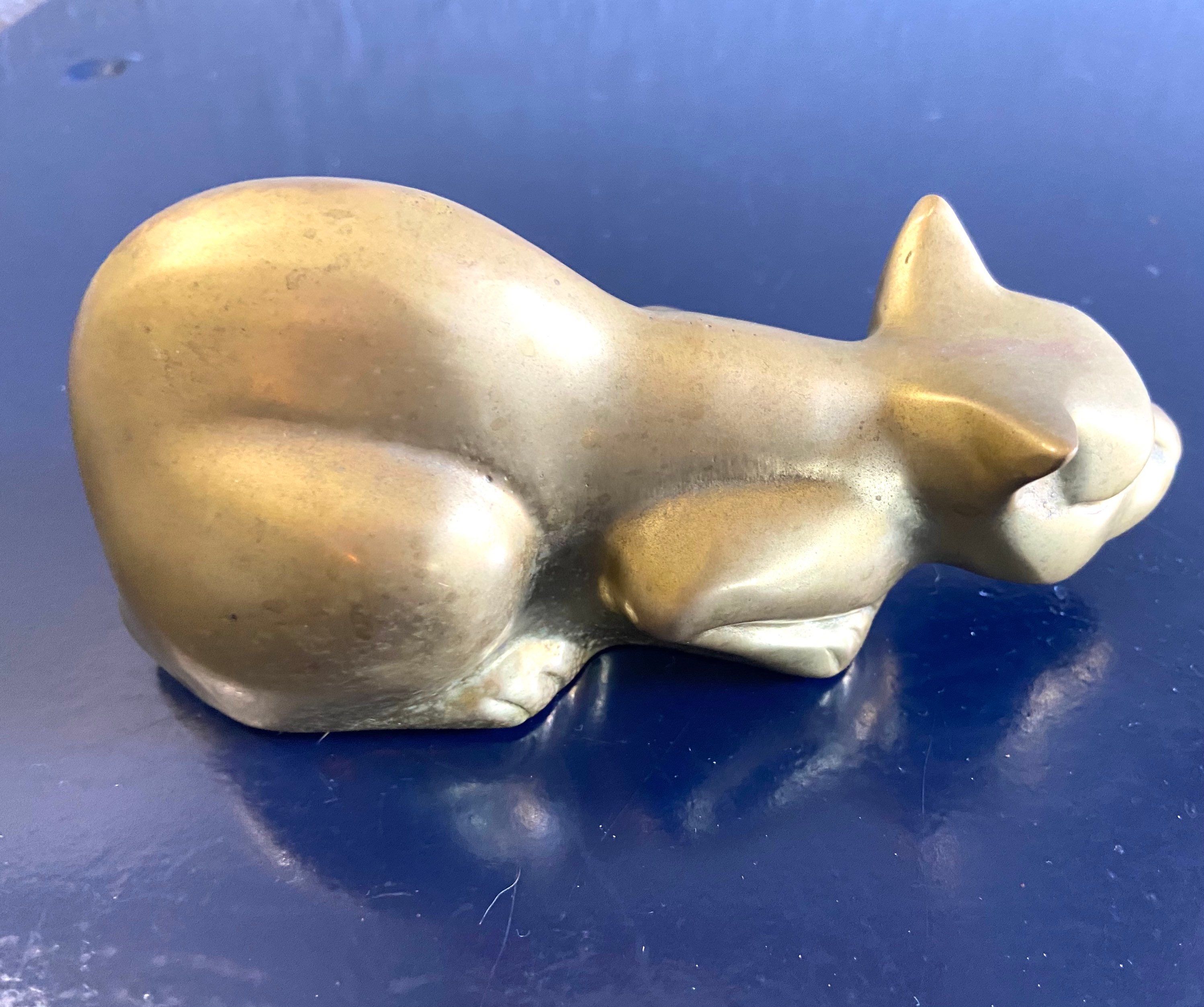 Vintage Brass Cat Sculpture Vintage Brass Cat Figurine Lying Etsy