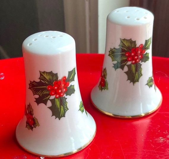 Vintage c.a. Pottery Salt & Pepper Shakers With Red Handpainted Poppies- a  Pair
