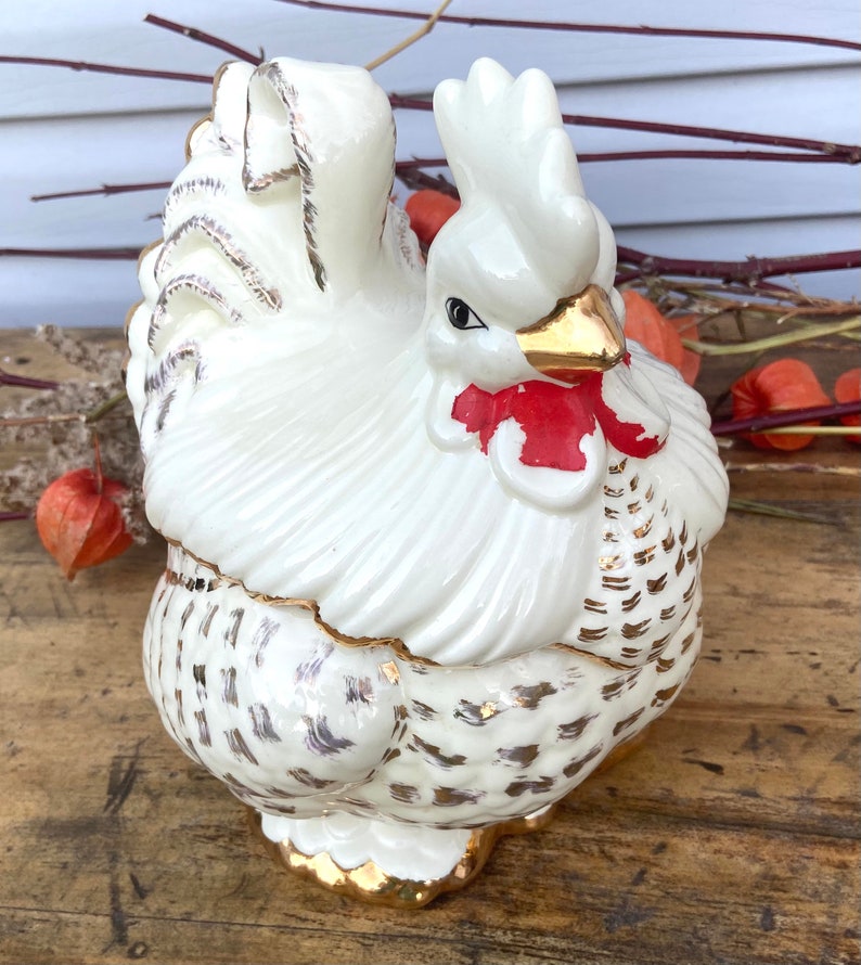 Vintage Kitschy Golden Hen Cookie Jar French Country Etsy