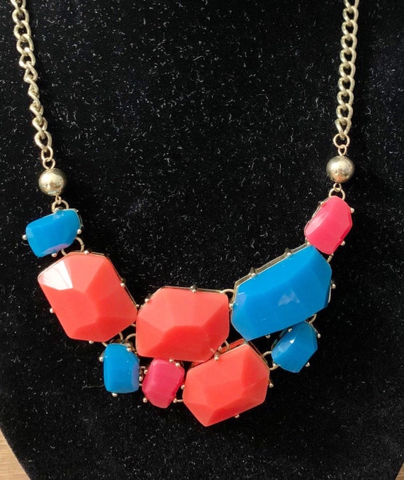 Vintage Multi Colored Chunky Geometric Bib Neckla… - image 3