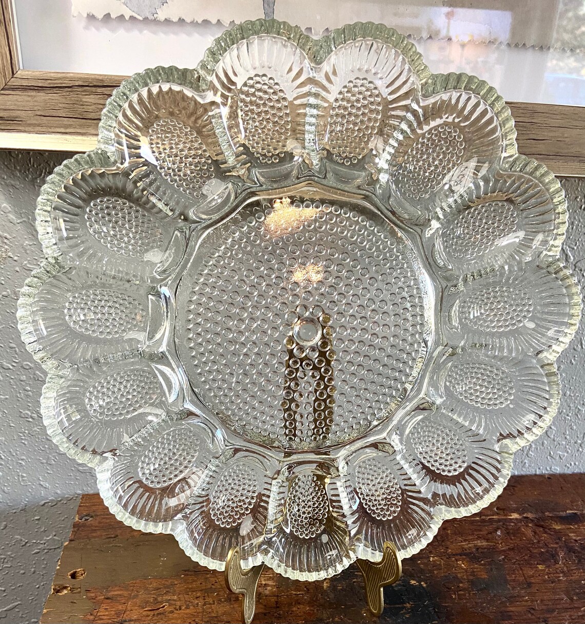 Vintage Indiana Crystal Glass Hobnail Relish Deviled Egg Etsy