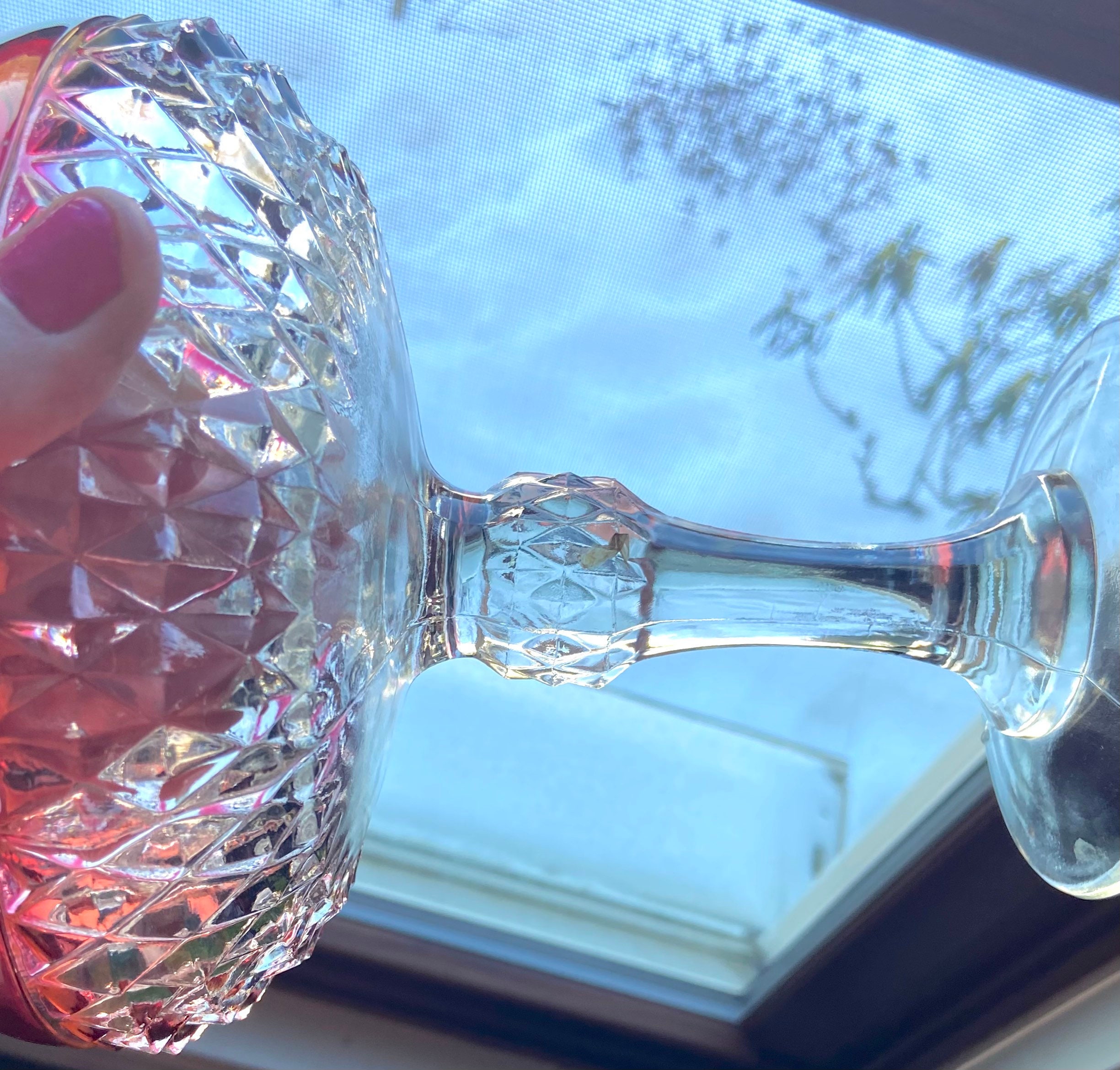 Ruby Diamond Point Vintage RUBY DIAMOND Point Water Set of 3 Crystal Glass Cut Items, Ruby ...