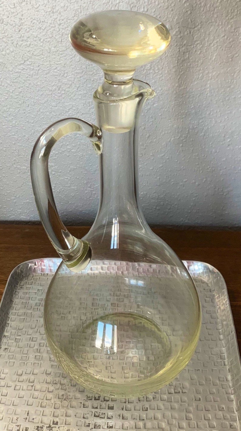 Vintage Glass Wine Decanter Large Glass Decanter Oil Etsy