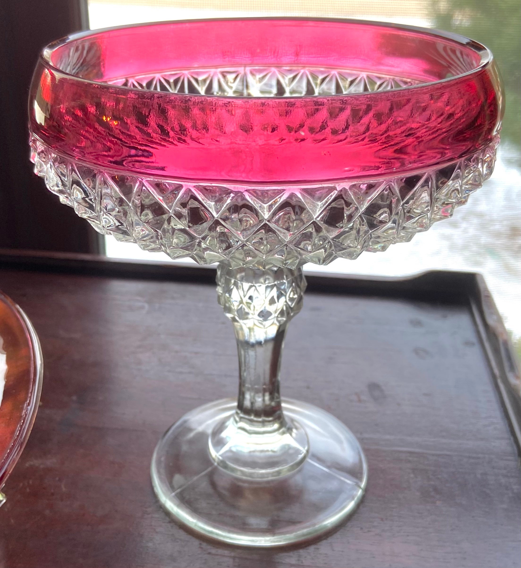 Ruby Diamond Point Vintage RUBY DIAMOND Point Water Set of 3 Crystal Glass Cut Items, Ruby ...