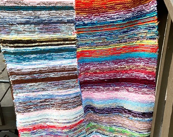 Vintage Retro Rainbow Handmade Afghan Blanket Throw, Soft Afghan Lap Blanket Patchwork Afghan, Cabin, Fireplace, Fall Seasonal
