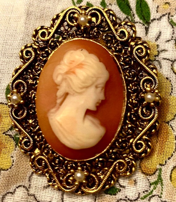 Vintage cameo brooch best sale pin
