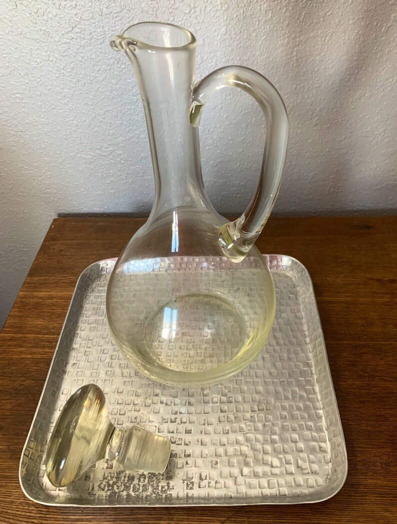 Vintage Glass Wine Decanter Large Glass Decanter Oil Etsy