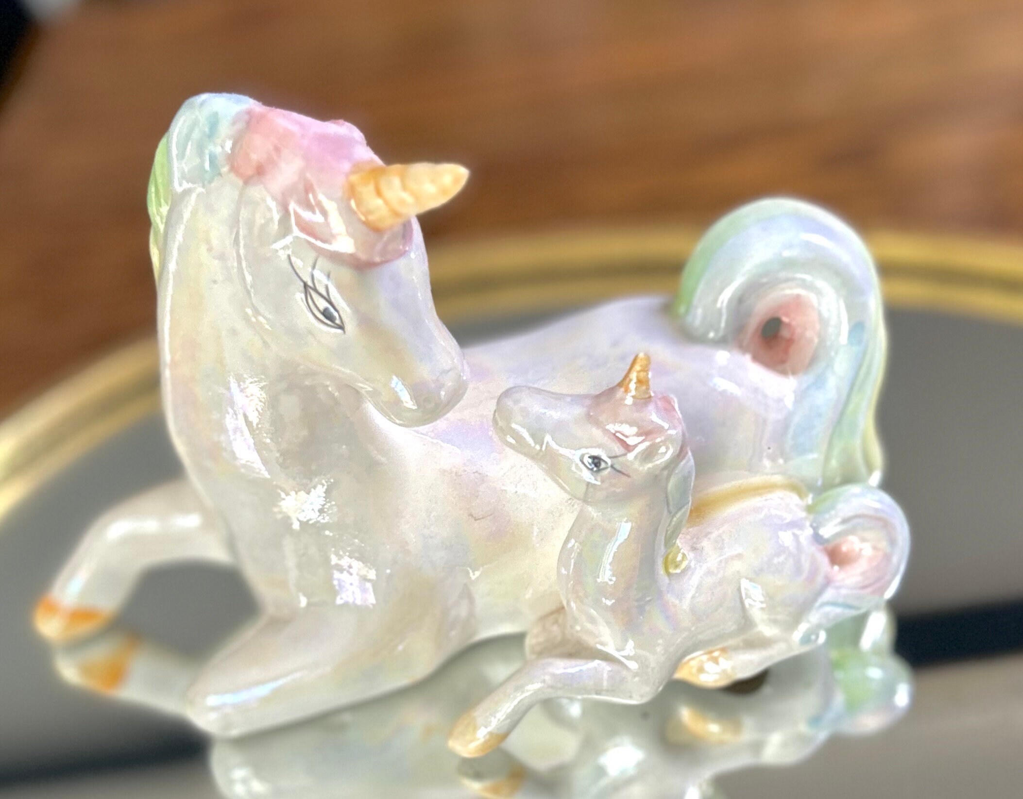 人気商品の再入荷情報をお届け！ Vintage White Unicorn Mother and Baby Japan 1950's Ceramic その他