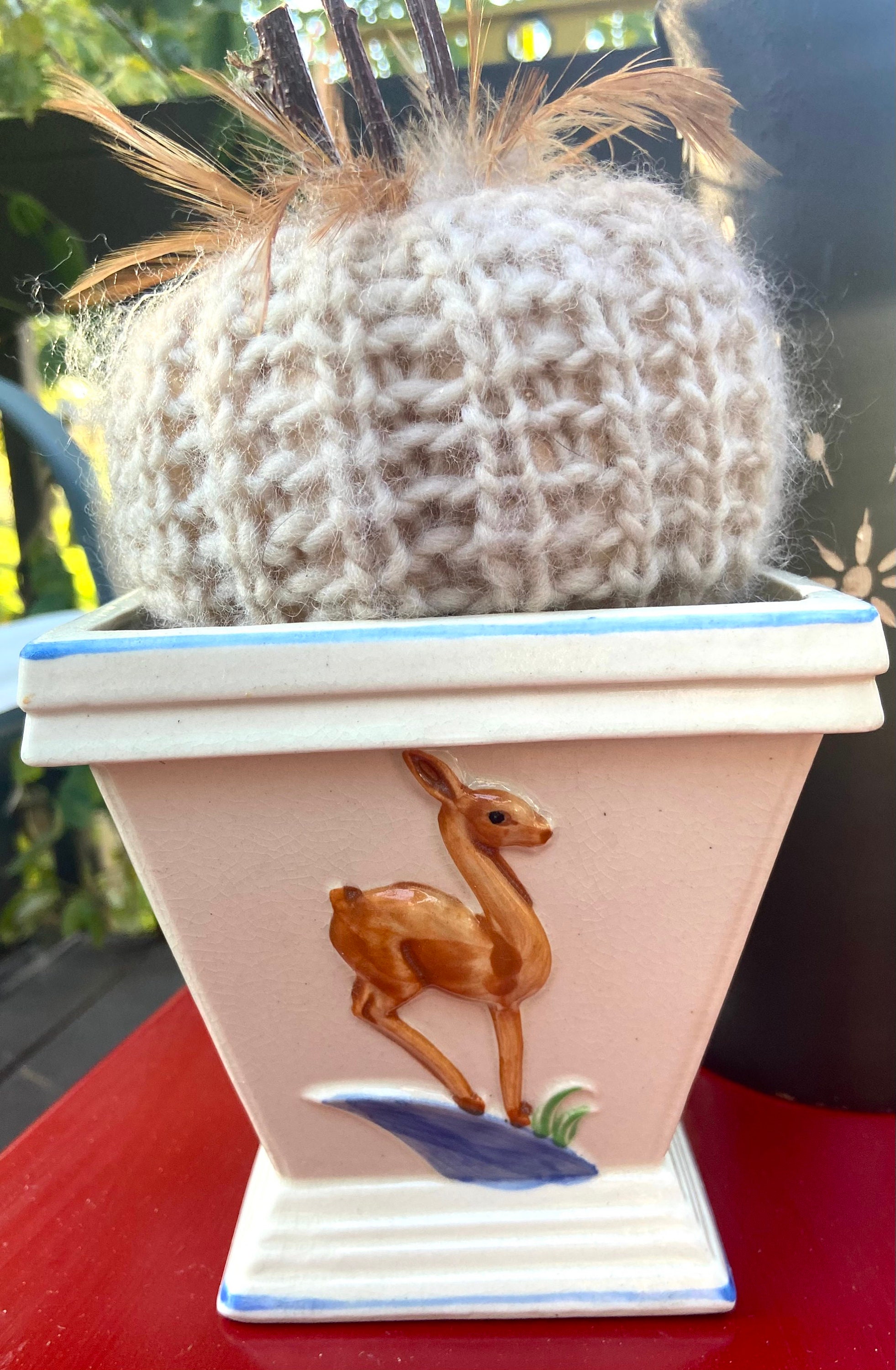 かね　　　　　　　　　　　　　　　　　　　【Vintage】McCoy Vintage McCoy Pottery #616 Red Finish Grape Pitcher Vase