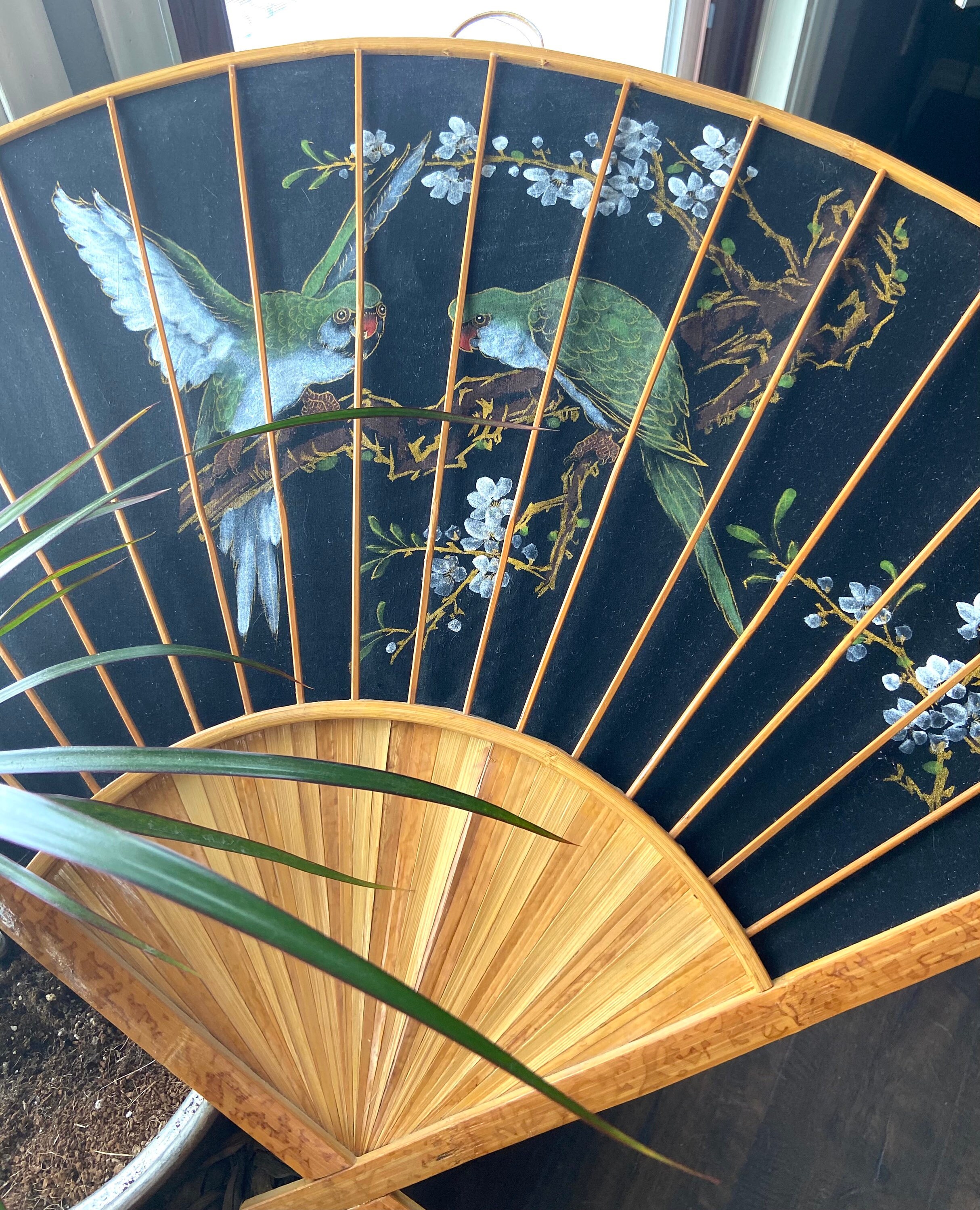 Vintage Silk Wall Fan Japanese Artwork Silk Black Fan Hand | Etsy