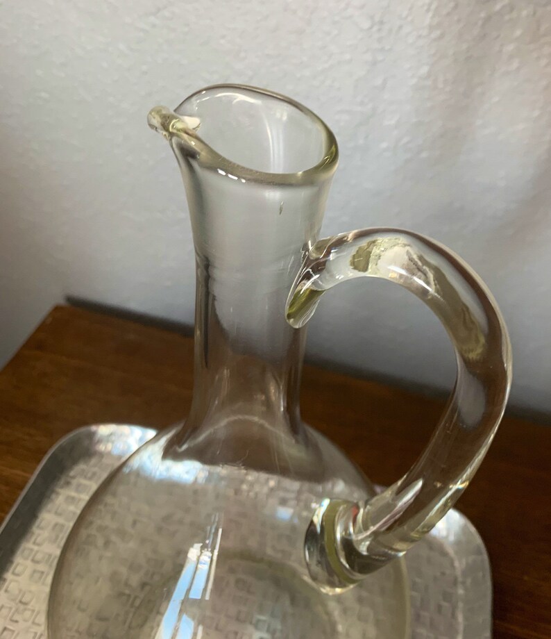 Vintage Glass Wine Decanter Large Glass Decanter Oil Etsy