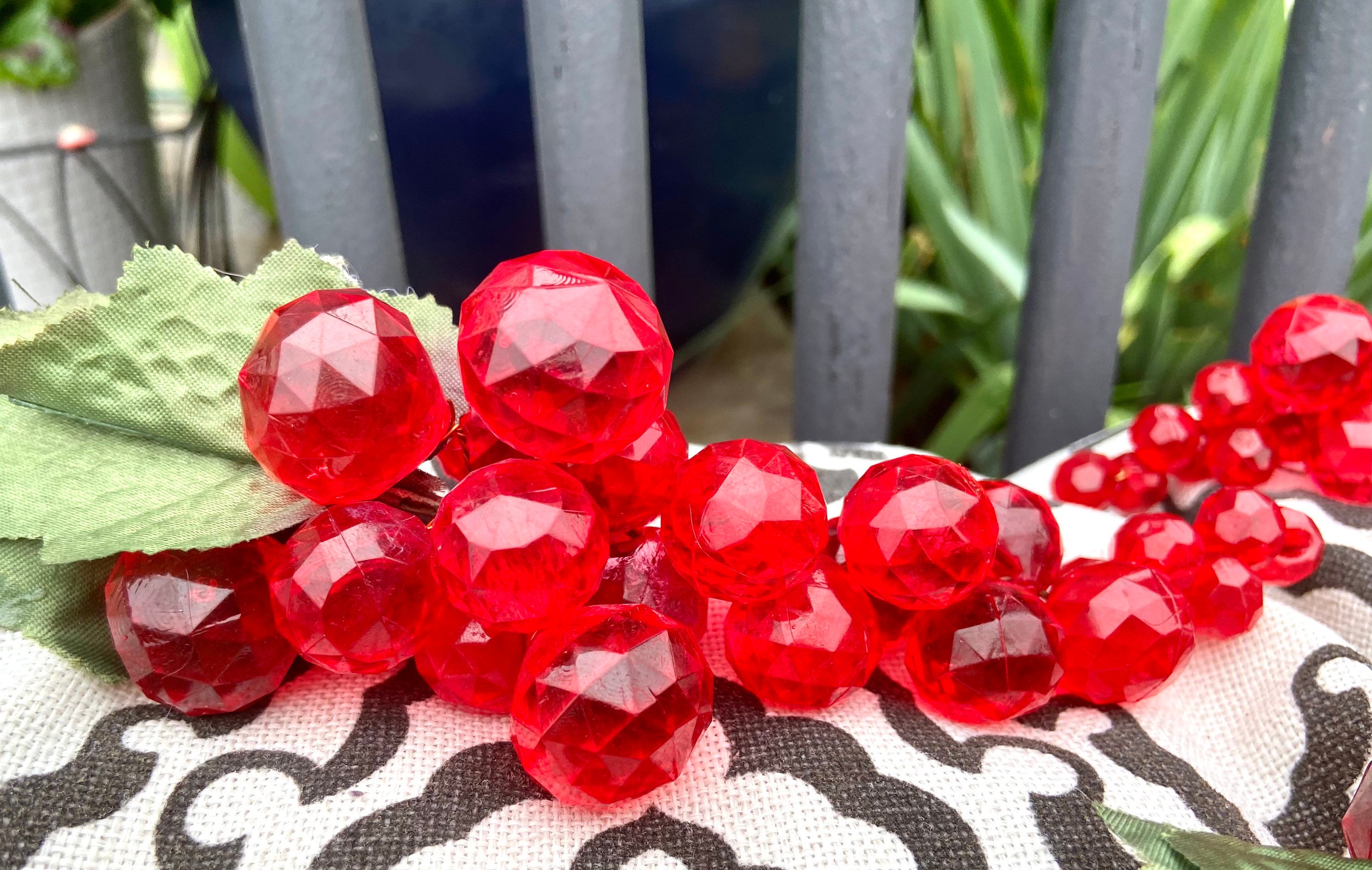 Vintage New Red Glass Crystal Grapes Set Of Three Graduated Etsy