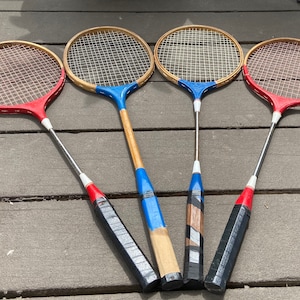 Vintage Tennis/ Racquetball/ Badminton Wooden Rackets in Red White and ...