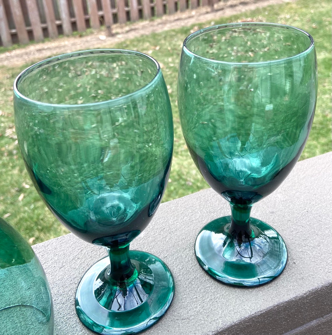 Vintage Teal Green Wine Glasses Libbey Set Of Six Wine Etsy