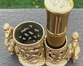Vintage Poodle Enesco Lipstick Or Perfume Vanity Holder, Gold Toned Poodle Makeup Holder,  Mother’s Day Gift, Valentine’s Day Gift