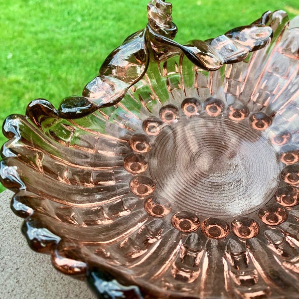 Antique Twisted Art Glass Dark Maroon Bowl/Dish, Vintage Chocolate Murano Like Glass Candy Dish, Italian Glassware, Mother’s Day Gift