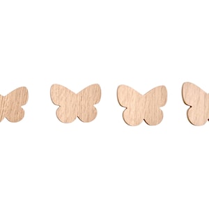 4 wall hooks wood oak butterfly coat hook coat hook coat hook decoration baby gift idea children&#39;s wardrobe cloth holder