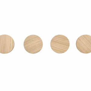4 ronde houten wandhaken van eikenhout, geschikt voor kapstokken, kledinghaken, een leuk cadeau-idee, duurzaam, decoratief, sieradenhouder, kinderhaken en sjaalhouders.