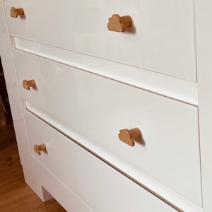 Möbelgriffe Holz Eiche Wolke Hemnes Wickeltisch Schrank Schublade Tür Knopf Wolken Kinderzimmer Kommode Knauf Baby Geschenkidee Kinder zdjęcie 3