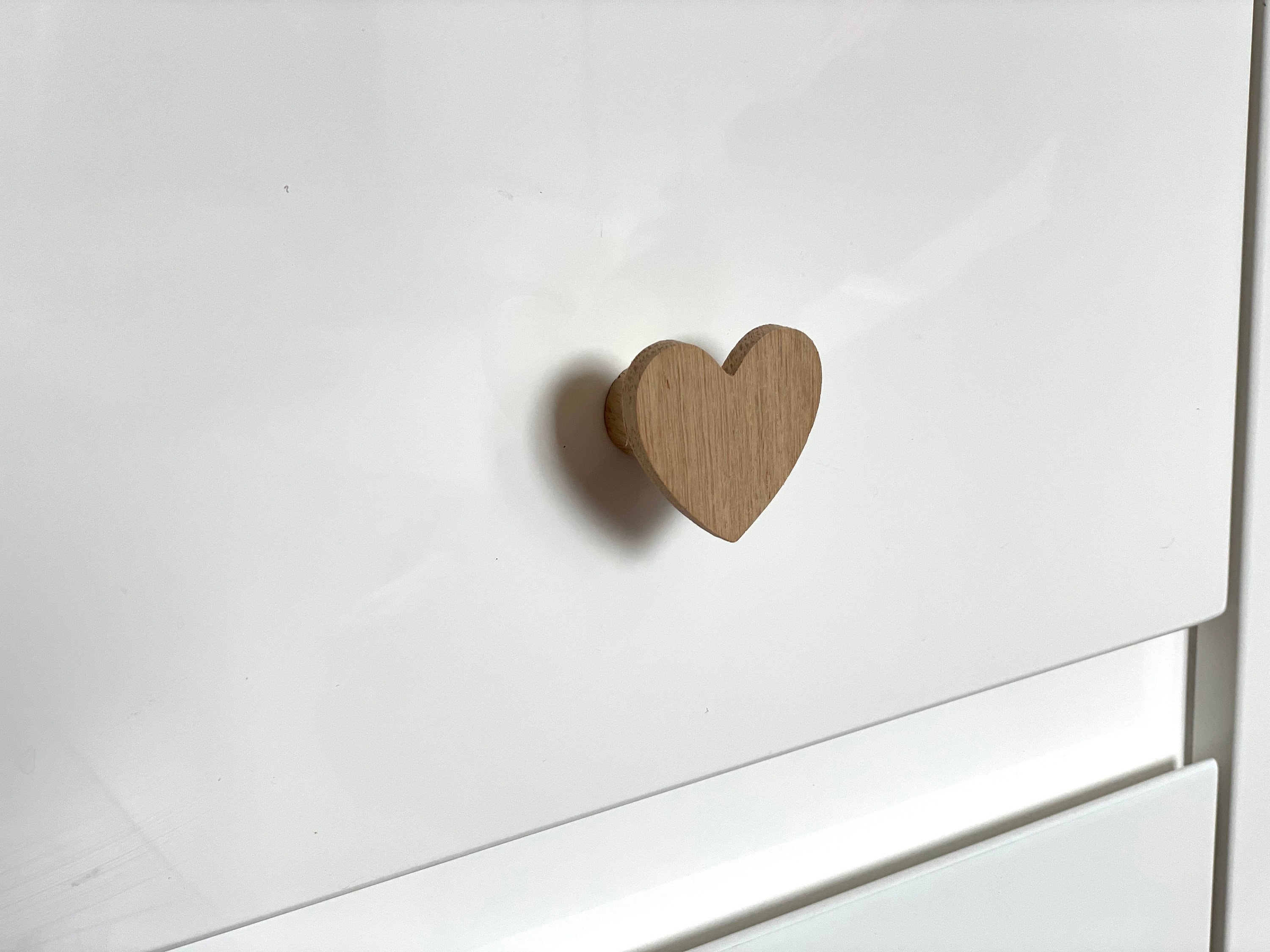 Byninos Silver Furniture Handles Wood Oak Heart Hemnes
