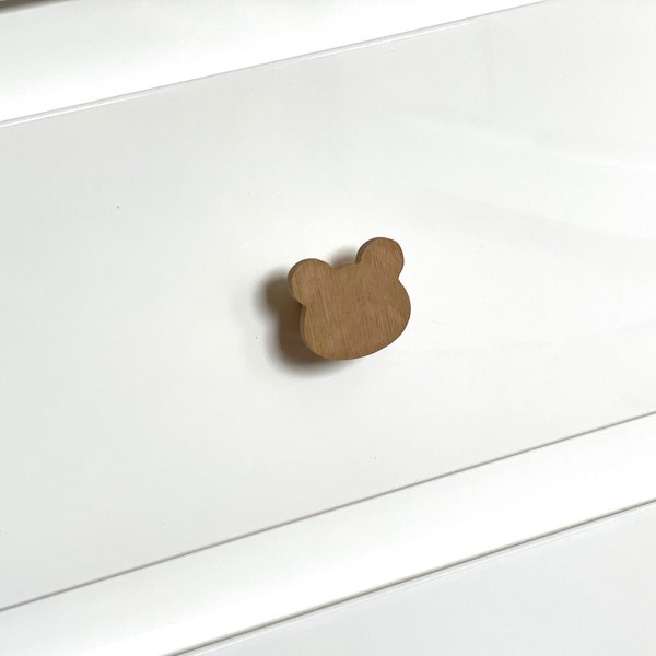 Poignées de meubles bois chêne ours placard tiroir Hemnes table à langer porte bébé bouton tête d'animal ours chambre d'enfant commode bouton idée cadeau enfants