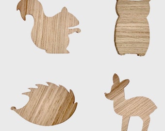 Wall hook coat hook children wood oak hedgehog deer squirrel owl animals children&#39;s room baby gift idea decoration wardrobe