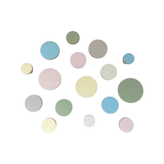 Bunte Wandhaken Holz Eiche Rund Kreis Garderobe Haken Kleiderhaken Garderobenhaken Geschenkidee Dots Kindergarderobe Tuchhalter Modern Deko