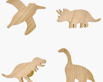 Houten wandhaak voor kinderen, eikenhout, dinosaurussen, T-Rex dieren, kinderkamer, kapstok, cadeau-idee, decoratieve kledingkast, uniek