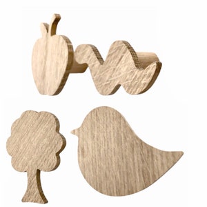 Wall hook coat hook children wood oak bird children&#39;s wardrobe coat hook animals children&#39;s room baby gift idea wardrobe