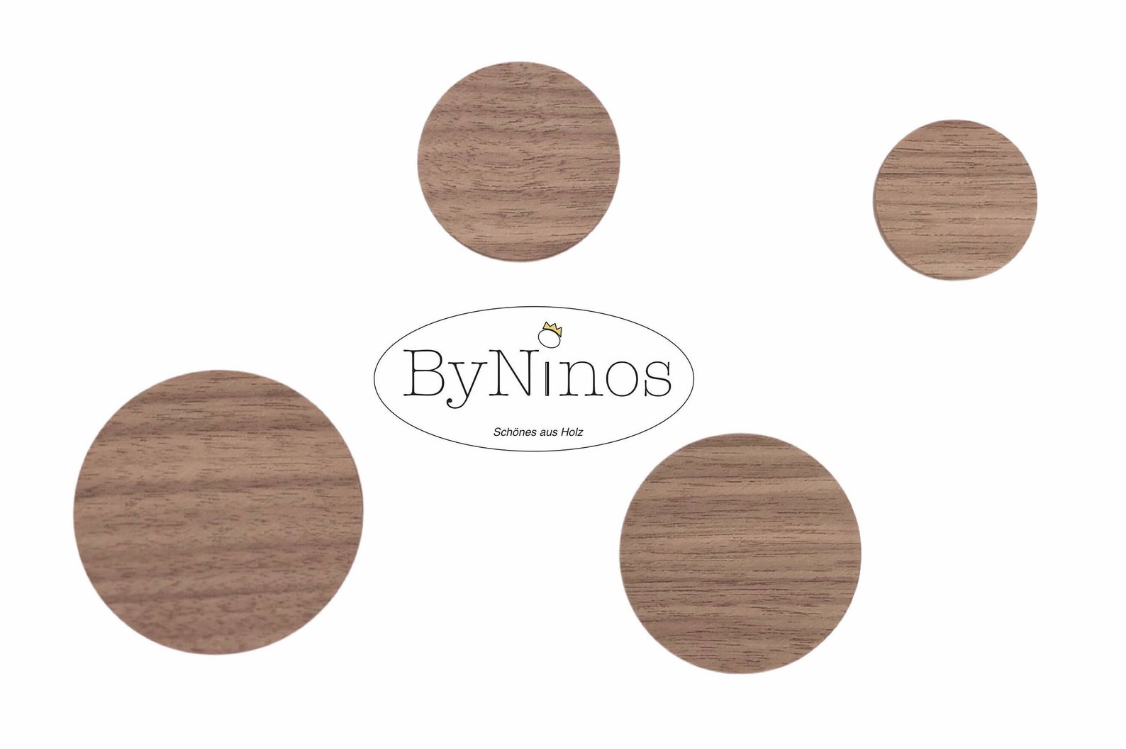 4 Wall Hooks Wood Walnut Round Circle Wardrobe Hook Coat Hook Etsy