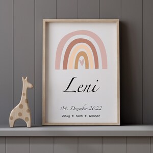 Kinderzimmer Geburtsposter Babyparty Regenbogen Erinnerung Meilenstein Baby Geschenk Geburt Wanddeko Poster personalisierbar