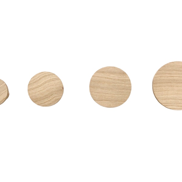 4 ganchos de pared de madera de roble redondo círculo ganchos de armario percheros idea de regalo puntos armario infantil soporte de tela moderno