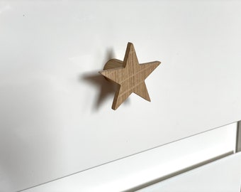 Poignées de meubles en bois de chêne étoile Hemnes table à langer armoire tiroir bouton de porte bébé étoile chambre d'enfant commode idée cadeau enfants