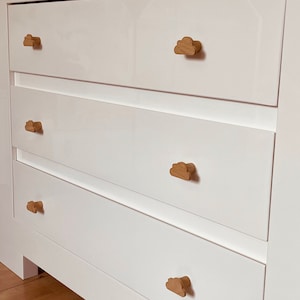 Möbelgriffe Holz Eiche Wolke Hemnes Wickeltisch Schrank Schublade Tür Knopf Wolken Kinderzimmer Kommode Knauf Baby Geschenkidee Kinder zdjęcie 4