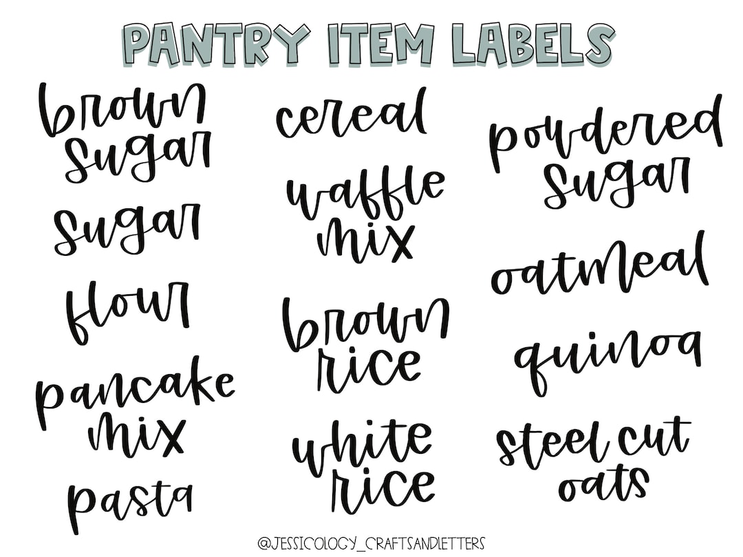 Handwritten Pantry Item Labels Etsy