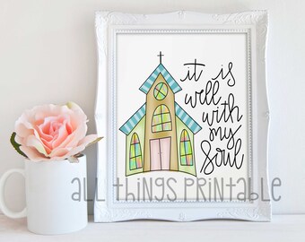 It is Well With my Soul Church Printable - Hymn Religious PNG Design - Instant Download - Sublimation Design, PNG, Printable (#ATP048)