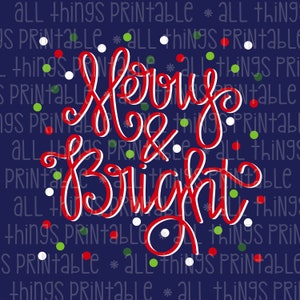Vrolijke en heldere afdrukbare PNG-belettering - Rood - Kerst Sublimatie Ontwerp - Instant Download - Sublimatie PNG (#ATP135)