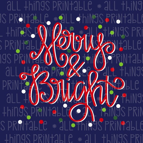 Merry and Bright Printable PNG Lettering - Red - Christmas Sublimation Design - Instant Download - Sublimation PNG (#ATP135)