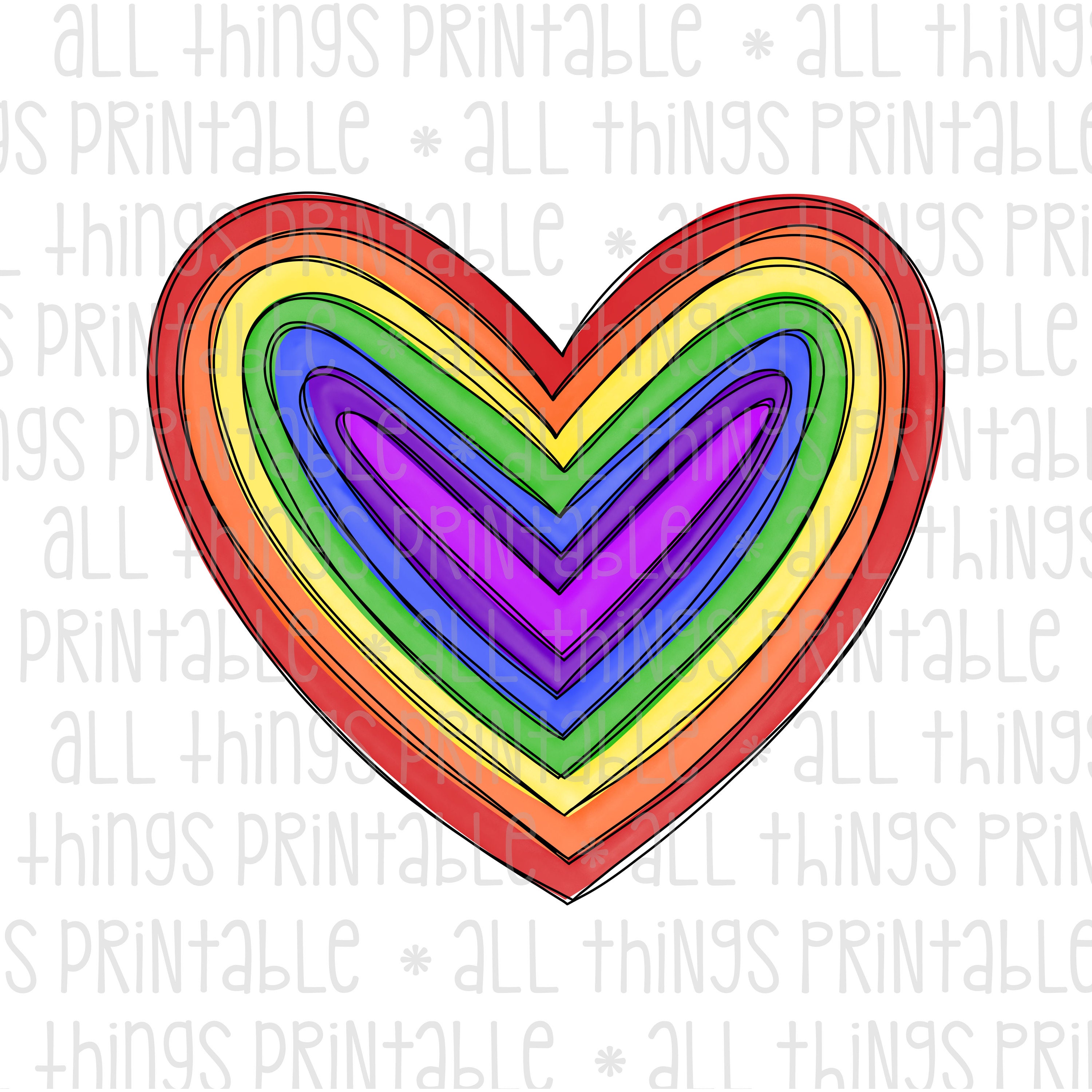Valentine Rainbow Heart Printable Instant Download Sublimation Design, PNG,  Printable ATP174 - Etsy Canada