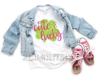 Shamrock Cute and Lucky St. Patrick's Day Printable PNG - Instant Download - Sublimation Design, PNG, Printable (ATP045)