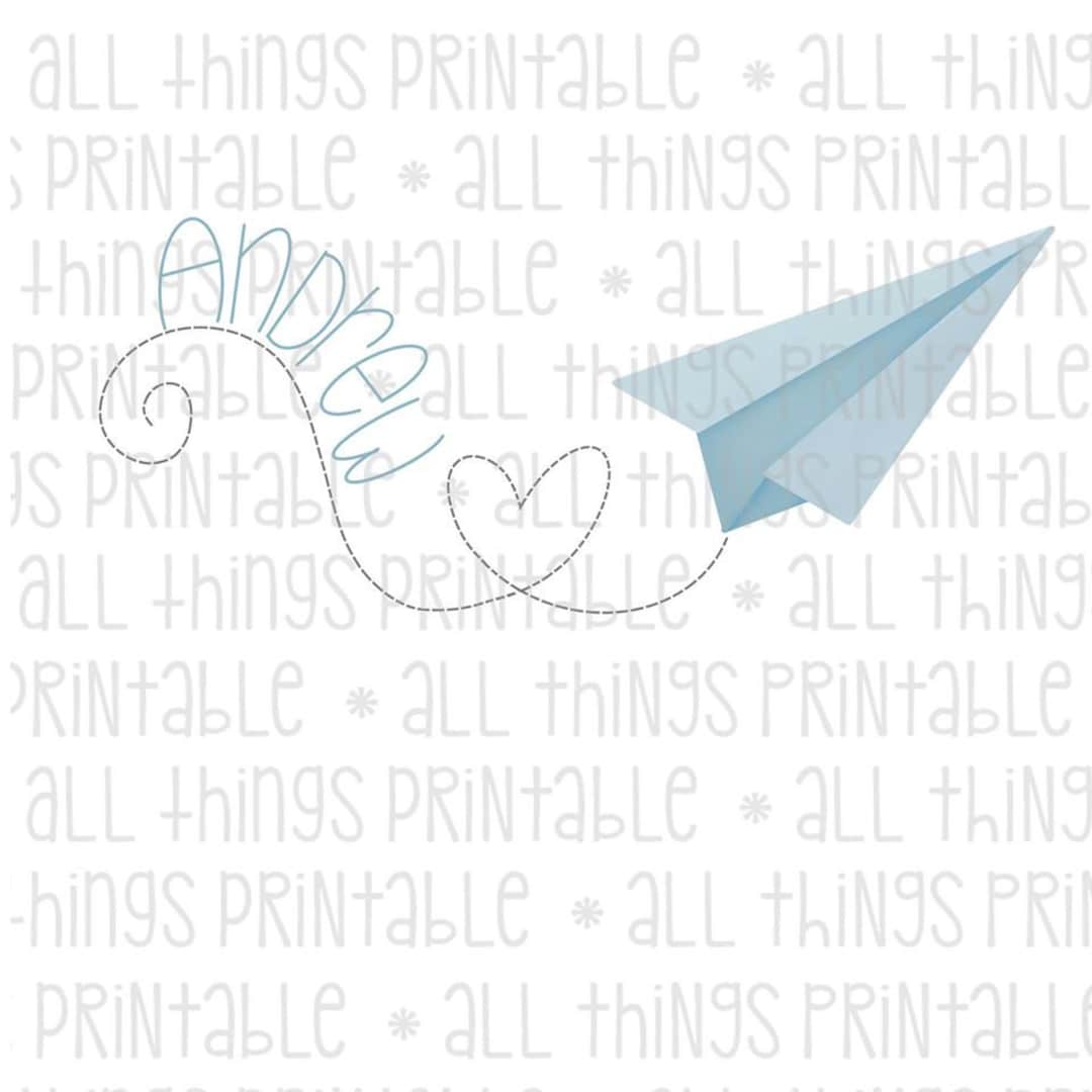 Valentine Printable Valentine Paper Airplane Instant Download ...